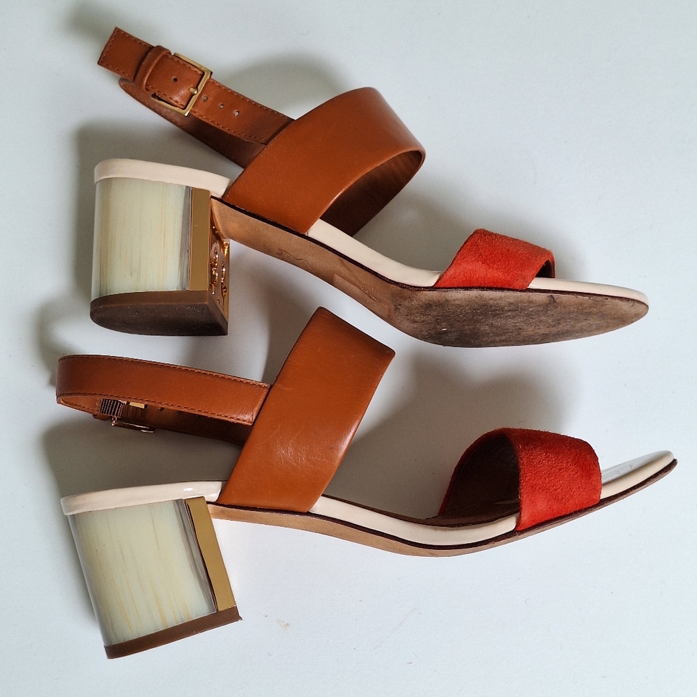 Tory Burch Summer Block Heels | Suede and Leather | Size 5 - Picture 8 of 11